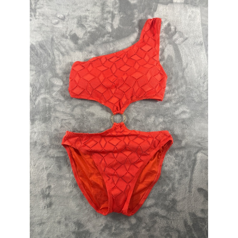 Vince Camuto Swim Red One Shoulder O-Ring Cutout Monokini Swimsuit Size 6